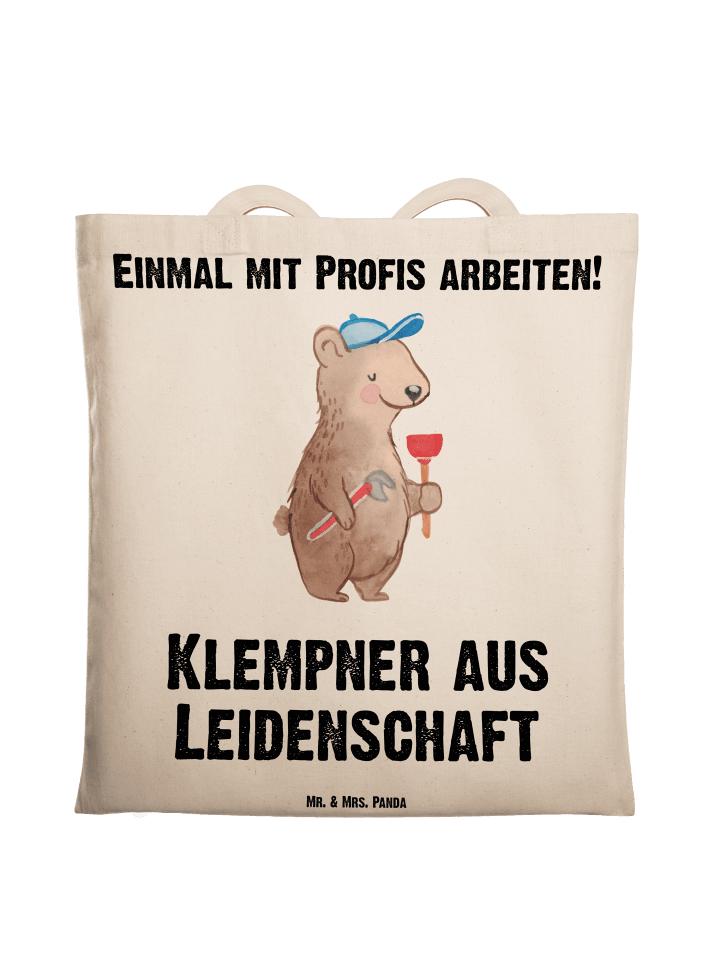 Tasche Klempner Leidenschaft mit Spruch in Creme