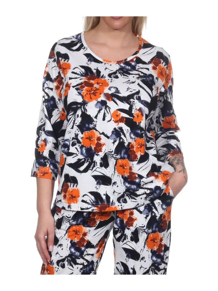 Schlafanzug Shirt langarm Pyjama Oberteil Mix & Match - 79680 in orange