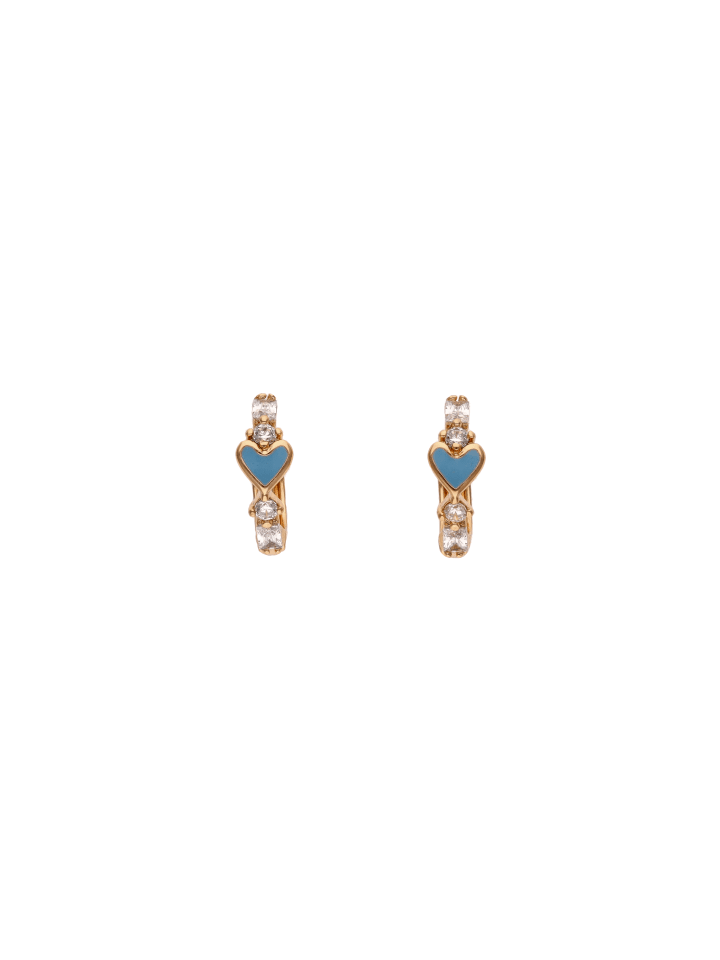 Women Hoop Earrings in Rose Gold Turquoise