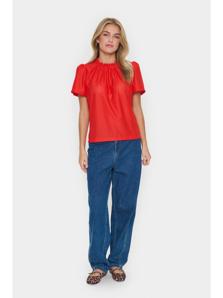 Bluse kurzarm JovitaSZ Gerade Passform in Flame Scarlet