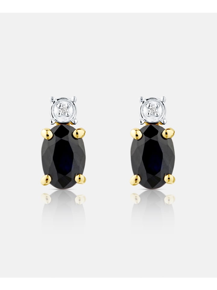 Ohrstecker, mit Saphir, 375 Gelbgold