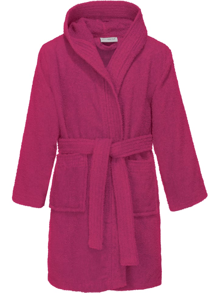 Frottier Kinder-Bademantel mit Kapuze Chicago in fuchsia