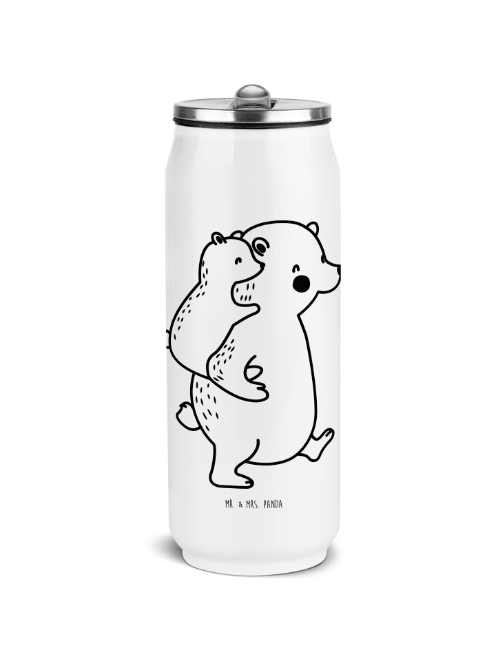 Wasserflasche Papa Bär ohne Spruch in Weiß
