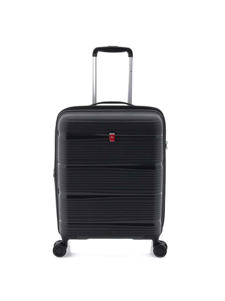 0800 4 Rollen Kabinentrolley 55 cm mit Dehnfalte black