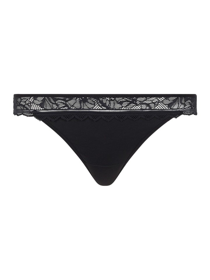Tanga Easy Feel Floral Touch in Schwarz