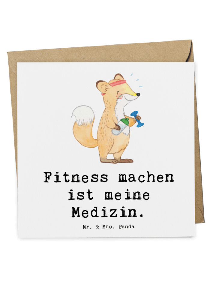 Deluxe Karte Fuchs Fitness mit Spruch in Weiß