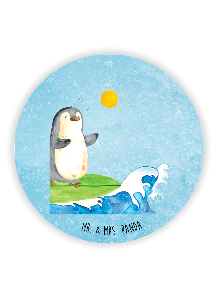 Kühlschrankmagnet Pinguin Surfer ohne Spruch in Eisblau