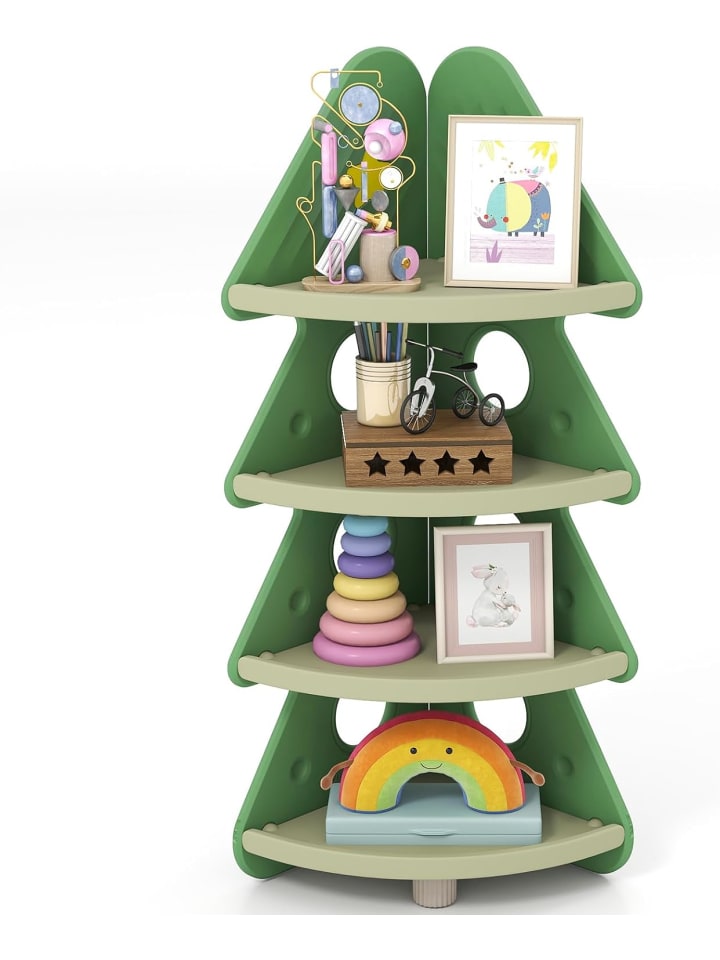 Kinder Bücherregal in Bauform 4-stöckig in Grün