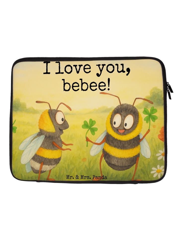 Laptoptasche Bienen Paar Design mit Spruch in Weiß