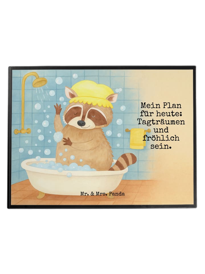 Schreibunterlage Waschbär Design mit Spruch in Weiß