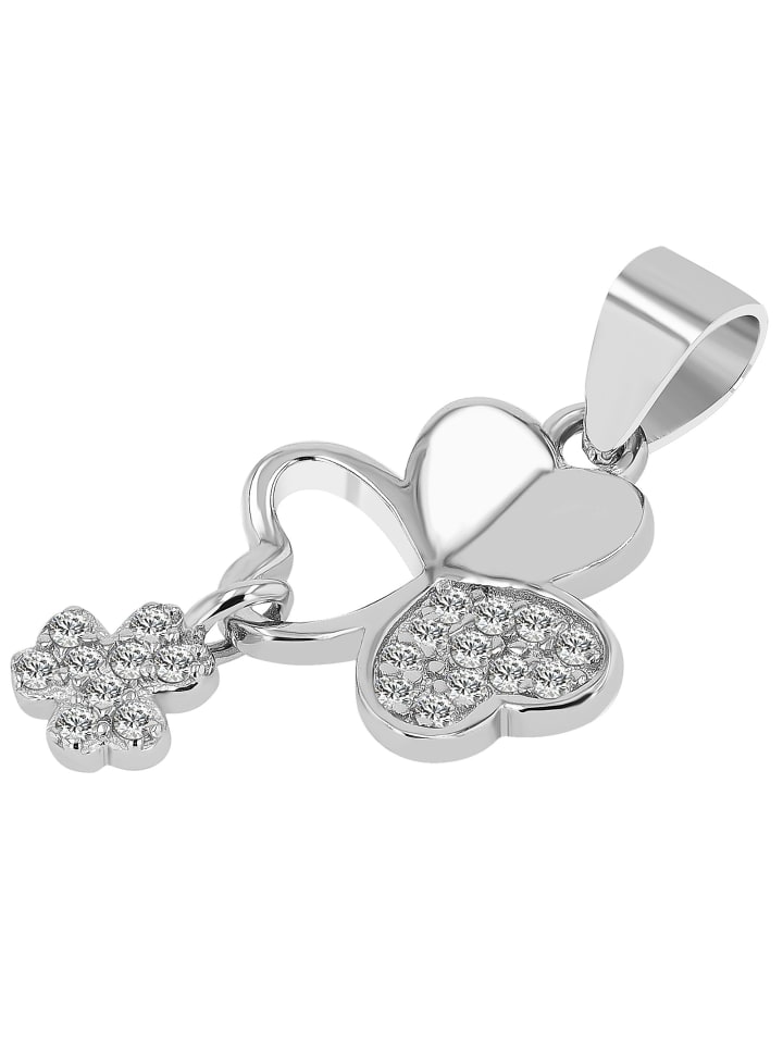 Damen Anhänger – Kleeblatt Anhänger aus 925 Silber mit Zirkonia in silber
