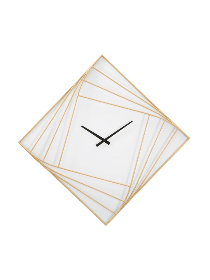 Wanduhr aus weißem Metall, 85 x 6 x 85 cm