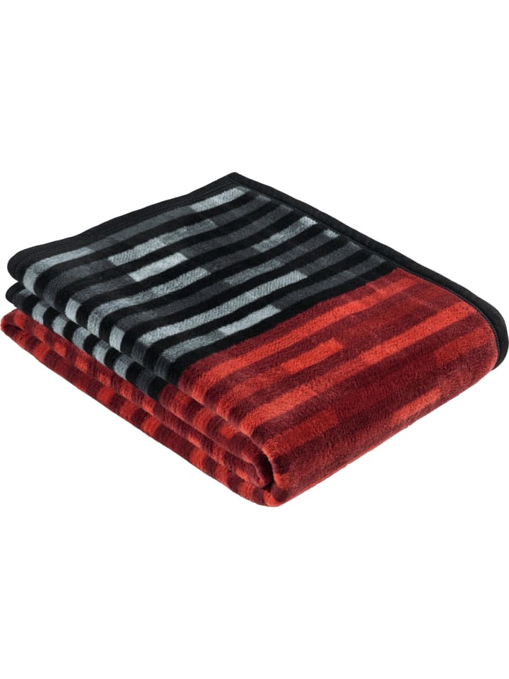 Jacquard, Baumwollmischung Wohndecke in grau/rot