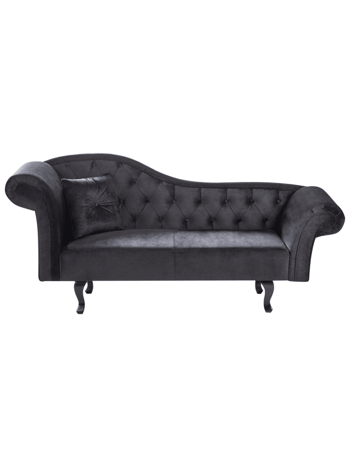 Chaiselongue LATTES II Schwarz/Braun - (W) 192 x (H) 81 x (L) 59 cm linksseitig