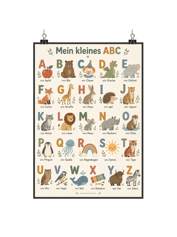 Plakat Alphabet modern Design mit Spruch in Weiß