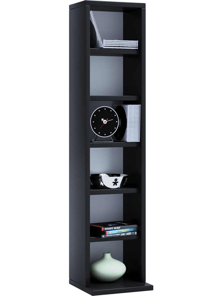 Holz CD DVD Stand Aufbewahrung Deko Regal Elementa in Schwarz
