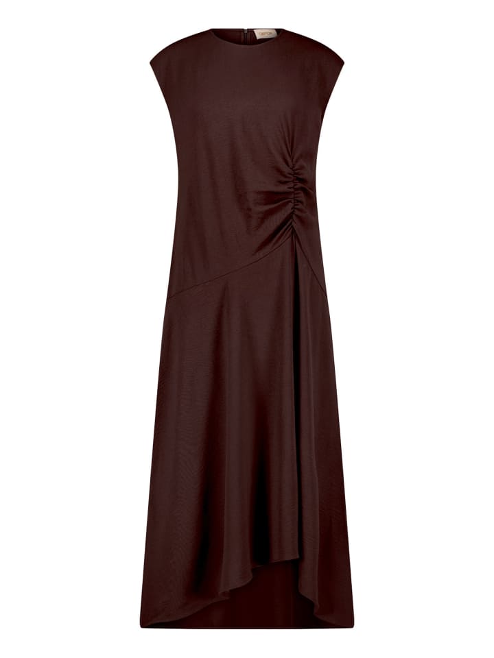 Midikleid mit Raffung in Dunkelbraun
