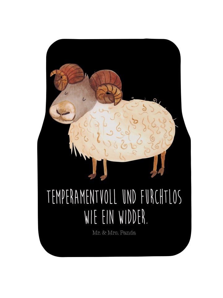 Autoteppich Sternzeichen Widder mit Spruch in Schwarz