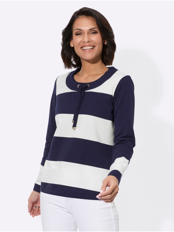Sweatshirt in marine-ecru-geringelt