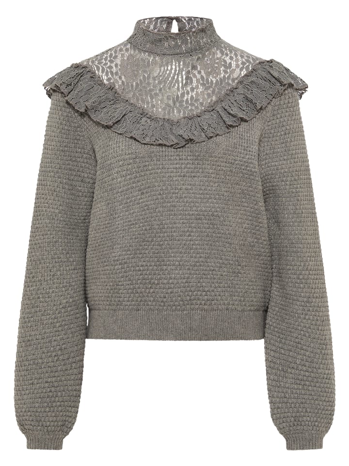 Damen Strickpullover in Grau Melange