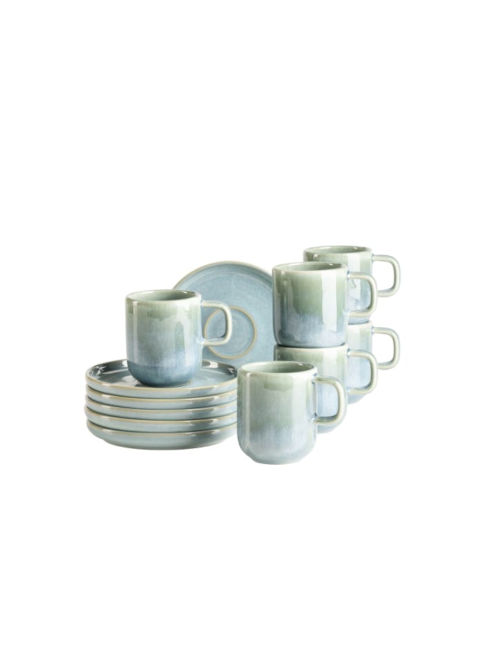 Espressotassen-Set, Steinzeug Cordelia in Grün
