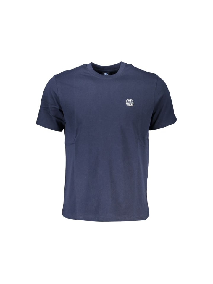 Blau Baumwolle Herren T-Shirt