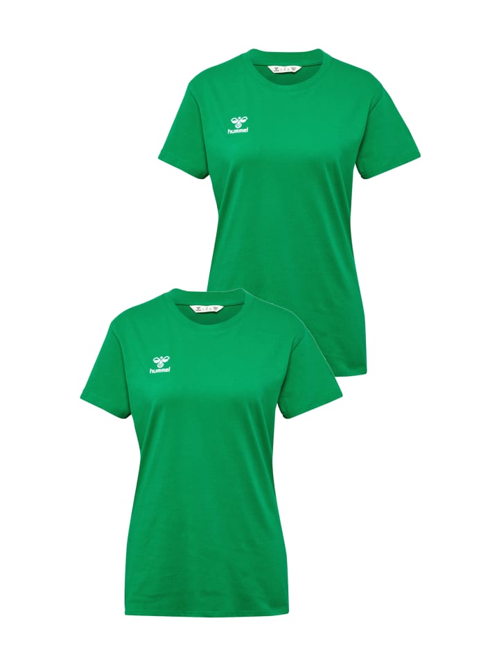 2er-SET Sport T-Shirt Rundhals Regular fit mit Logo in Grün-2