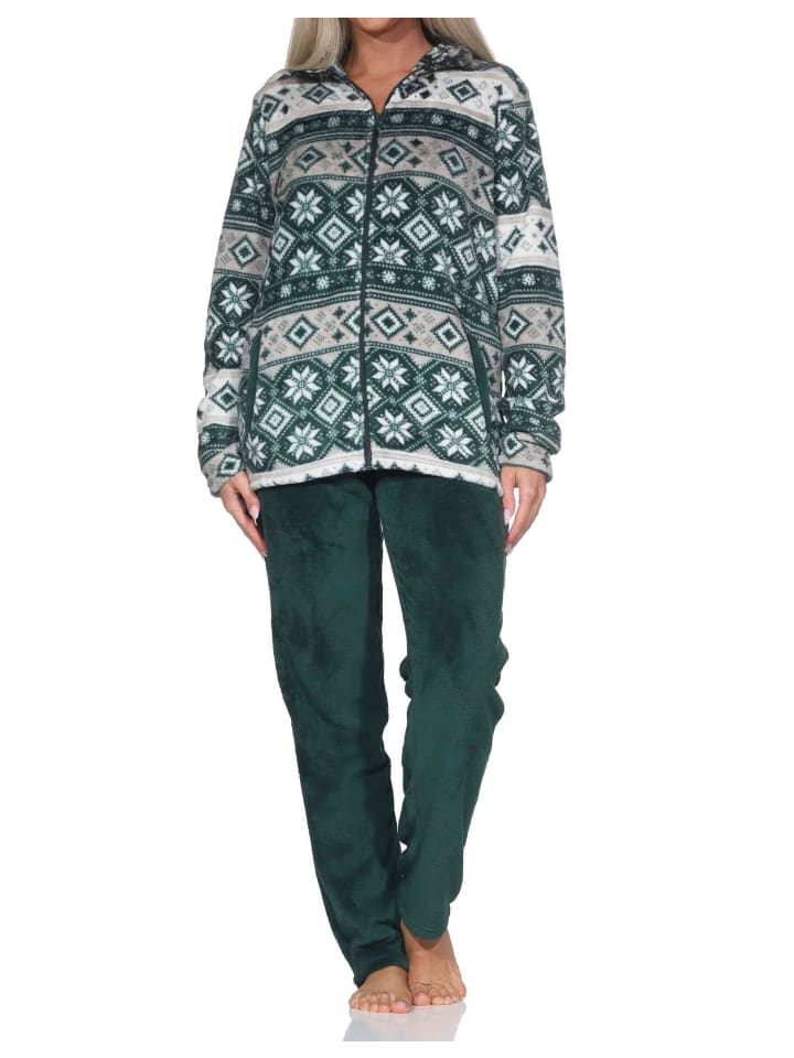 Hausanzug Freizeitanzug Coralfleece in grün