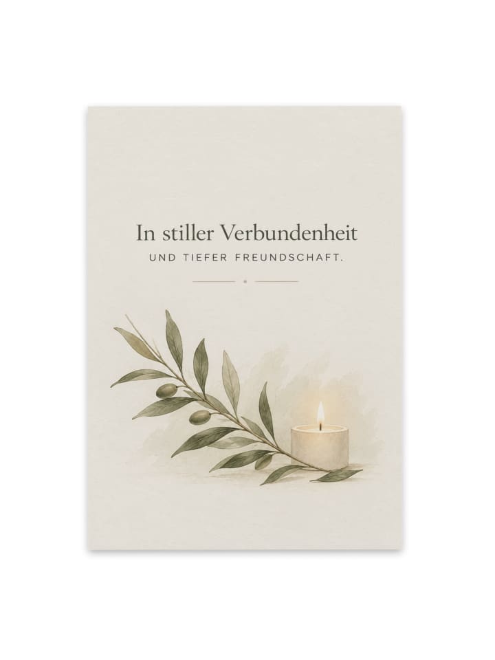 Trauerspruchkarte Zweig tröstlich Design mit Sp... in Weiß