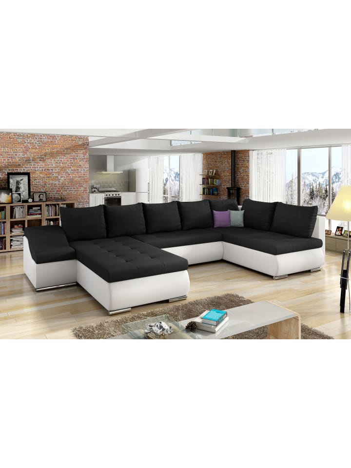 Gio Recamiere Links in Schwarz - (L) 190 x (B) 351 x (H) 82 cm