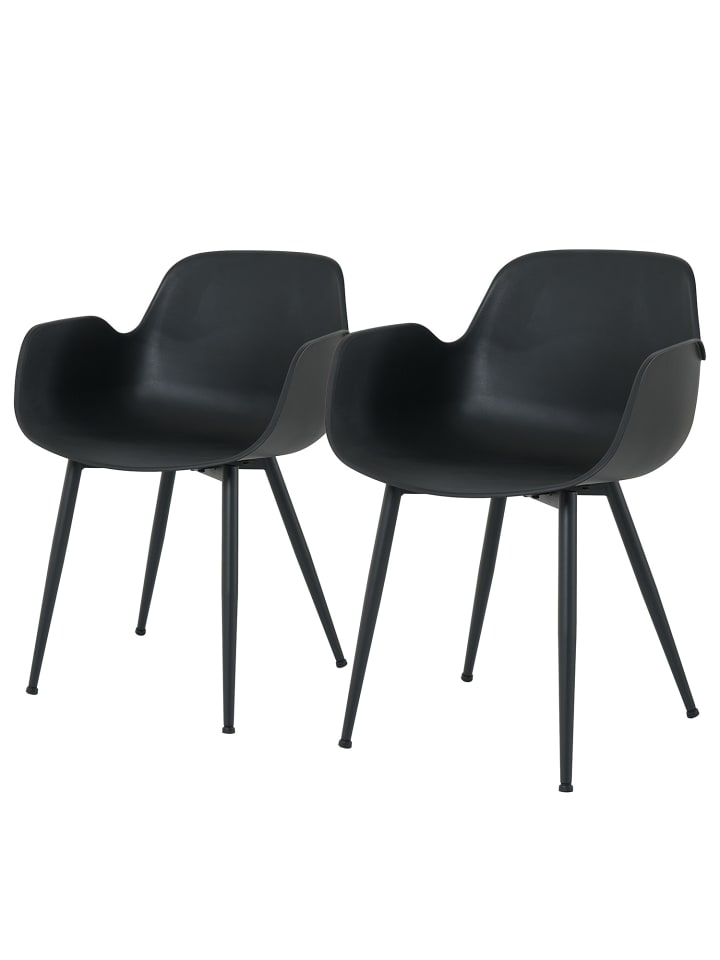 home24 Esszimmerstuhl 2er-Set im modernen Stil in Schwarz