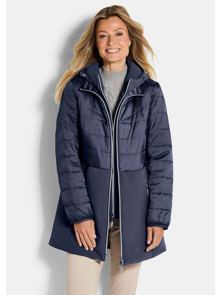 Wintermantel mit Softshell-Einsatz in marine