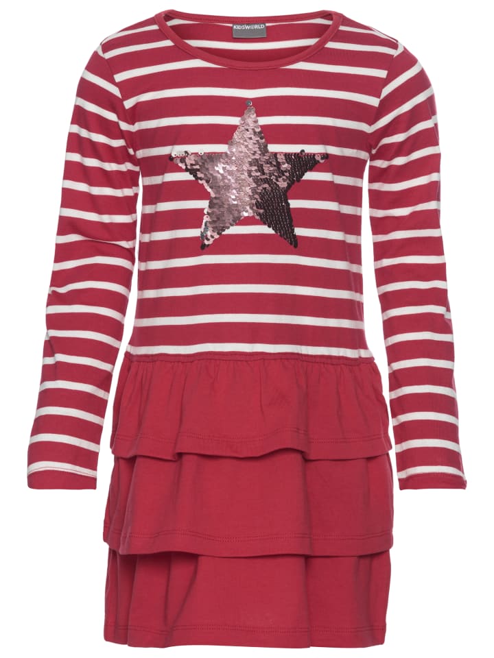 Jerseykleid in rot-gestreift