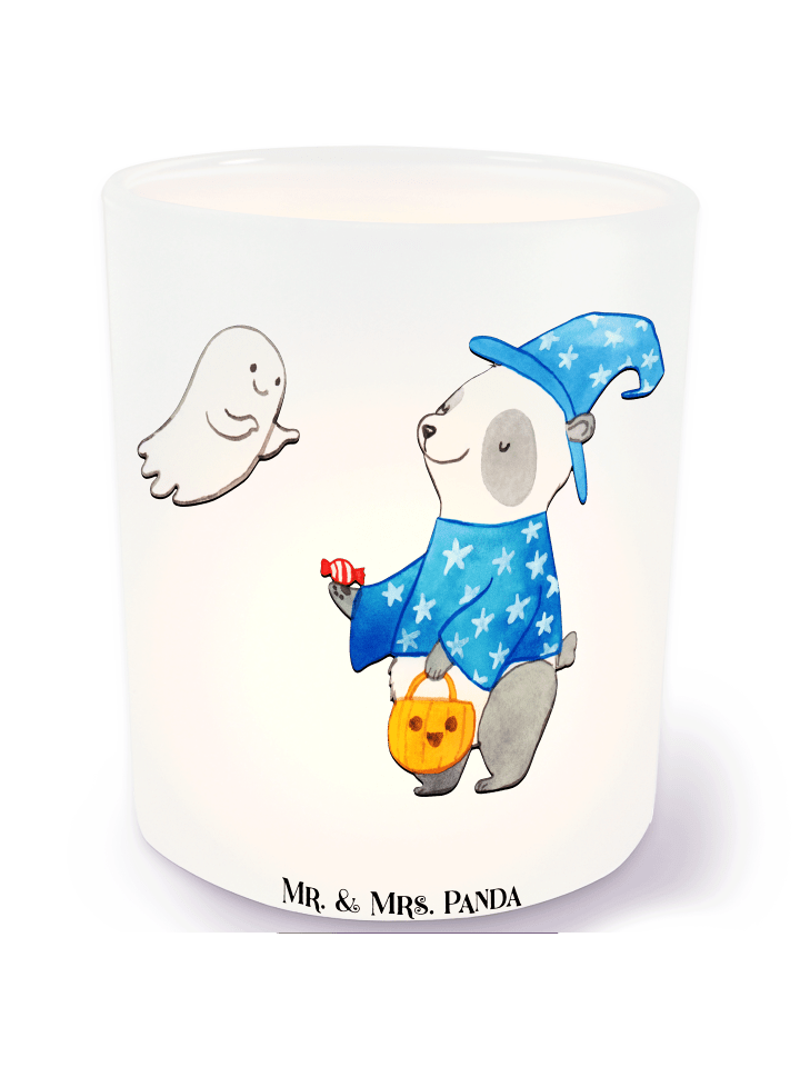 Windlicht Glas Panda Zauberer ohne Spruch in Transparent