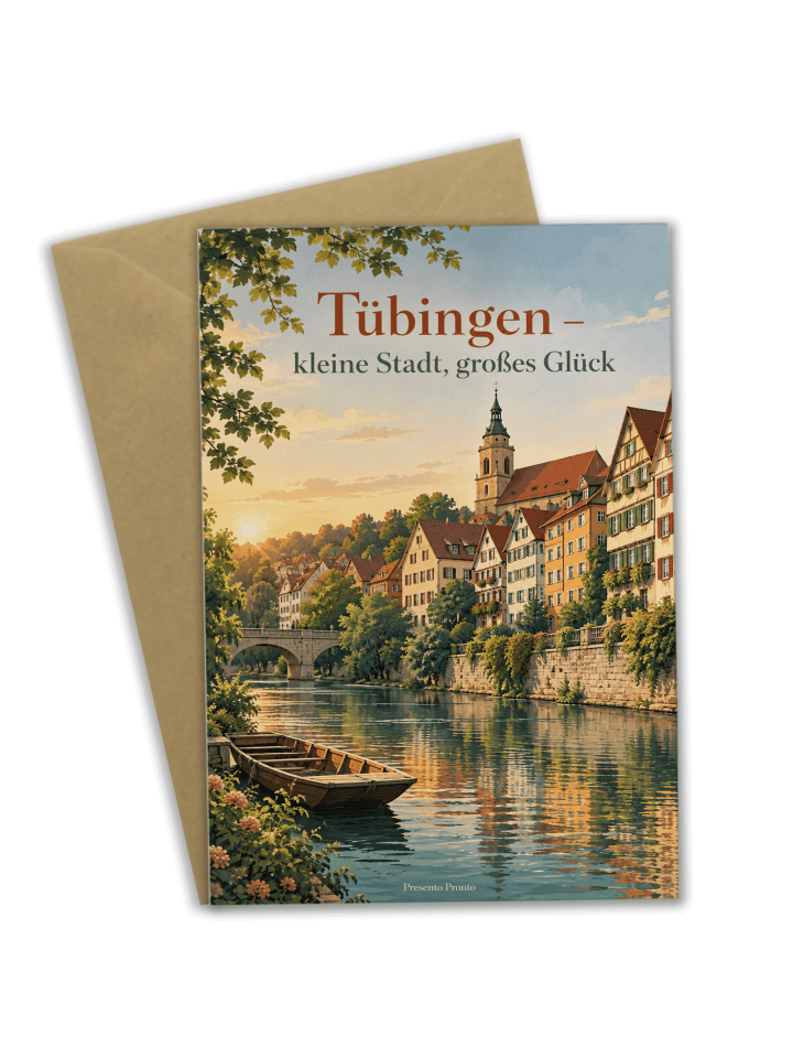 Grußkarte Altstadt modern Design mit Spruch in Weiß