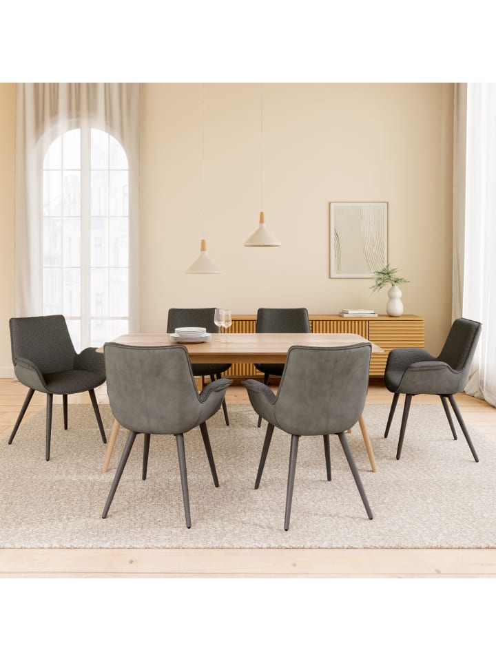 home24 home24 Polsterstuhl im skandinavischen Stil in Grau günstig kaufen