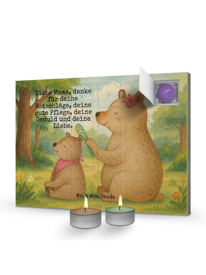 Adventskalender Bär Kind Design mit Spruch in Weiß
