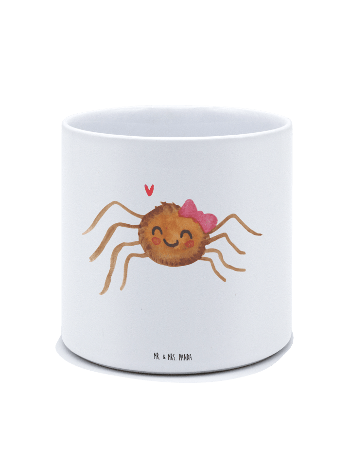 Blumentopf Groß Spinne Agathe Freude ohne Spruch in Weiß