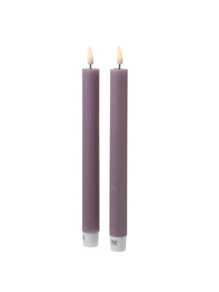 2x LED Stabkerzen Mia Tafelkerzen Echtwachs H: 24cm in flieder