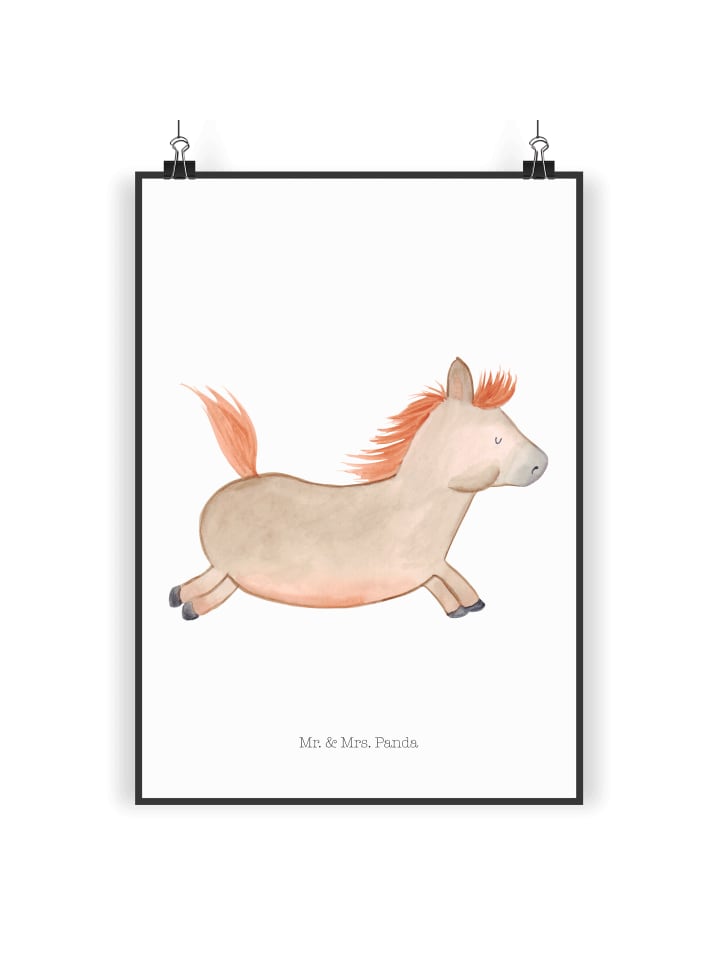 Poster Pferd Springen ohne Spruch in Weiß