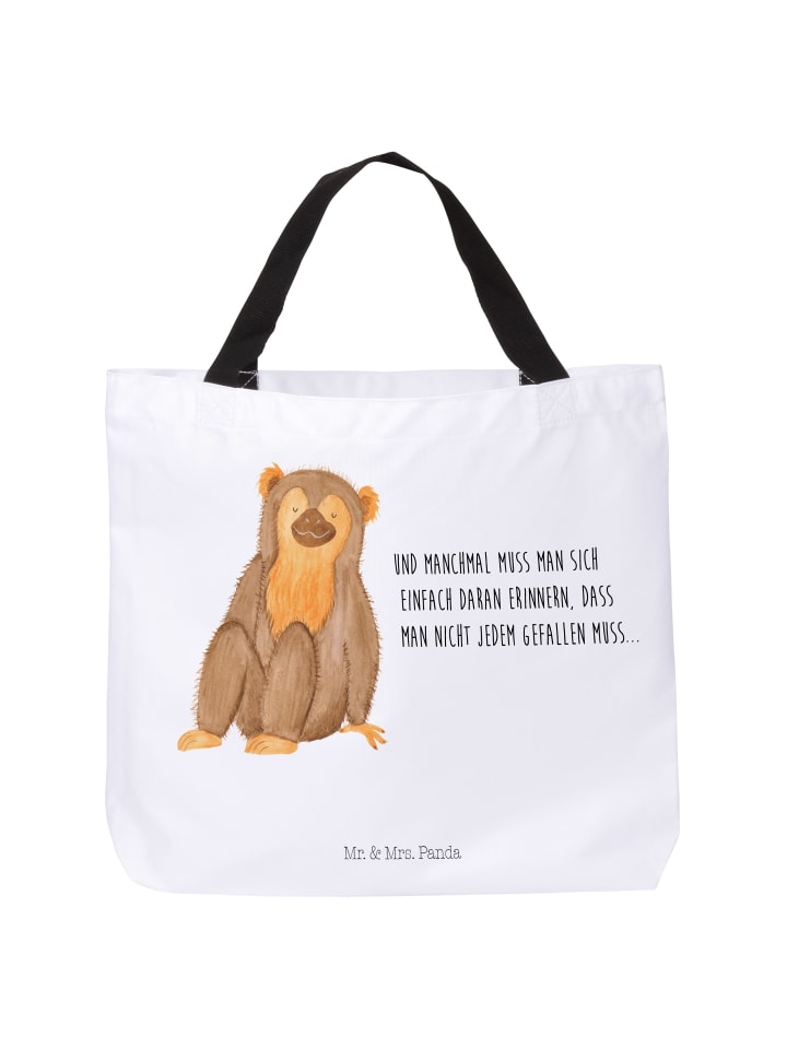Tasche Affe mit Spruch in Weiß