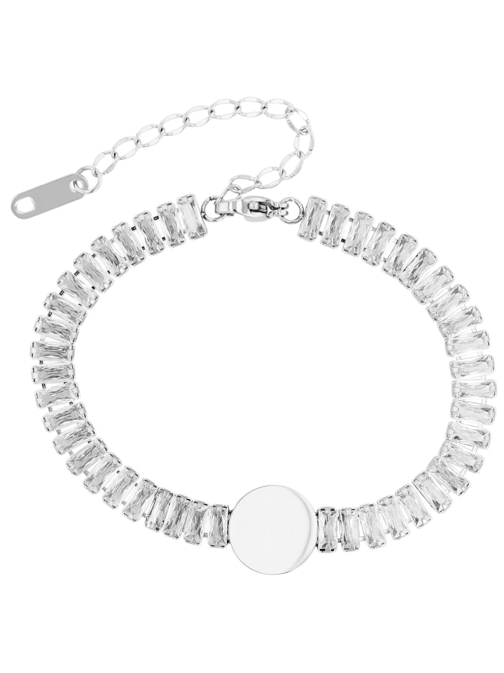 Damen Armband aus Edelstahl mit Zirkonia 16,5 cm in silber