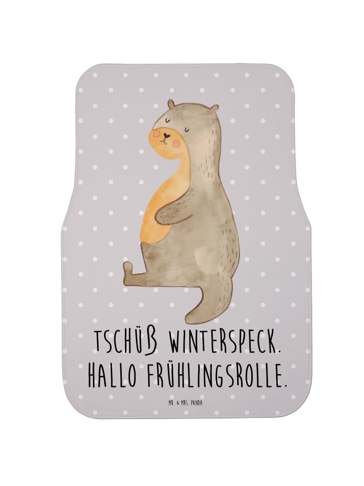 Schmutzfangmatte Auto Otter Bauch mit Spruch in Grau Pastell