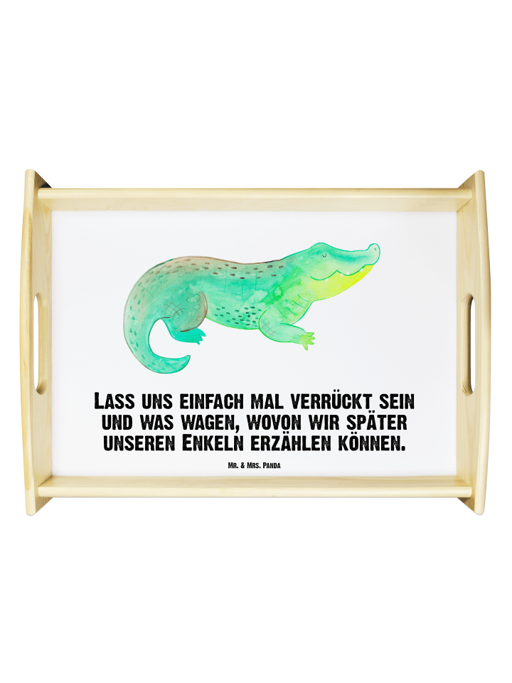 Serviertablett Krokodil mit Spruch in Weiß