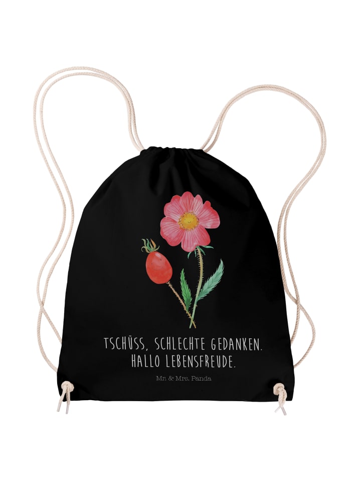 Sportbeutel Blume HageRundunge mit Spruch in Schwarz