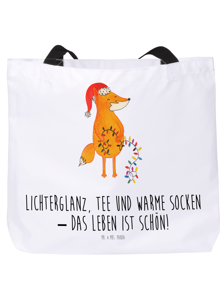 Shopper Fuchs Weihnachten mit Spruch in Weiß