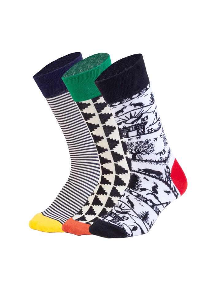 Socken Swiss Outline in Baige,Weiss,Schwarz,Grau