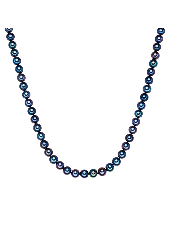 Perlen-Kette aus Sterling Silber mit Süßwasser-Zuchtperle in blau