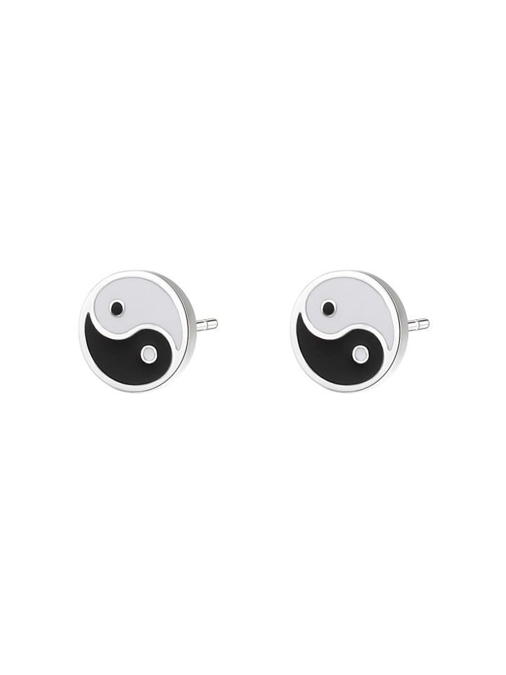 Ohrstecker Yin Yang Edelstahl in Silber - (D) 0,8 cm
