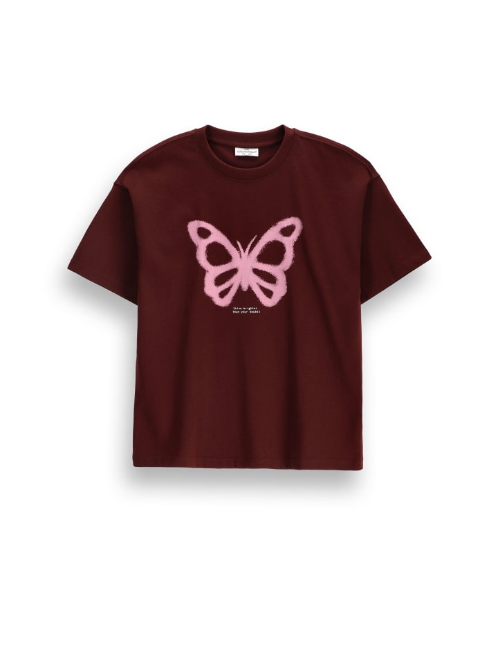 T-Shirt mit kurzen Ärmeln in dunkelrot
